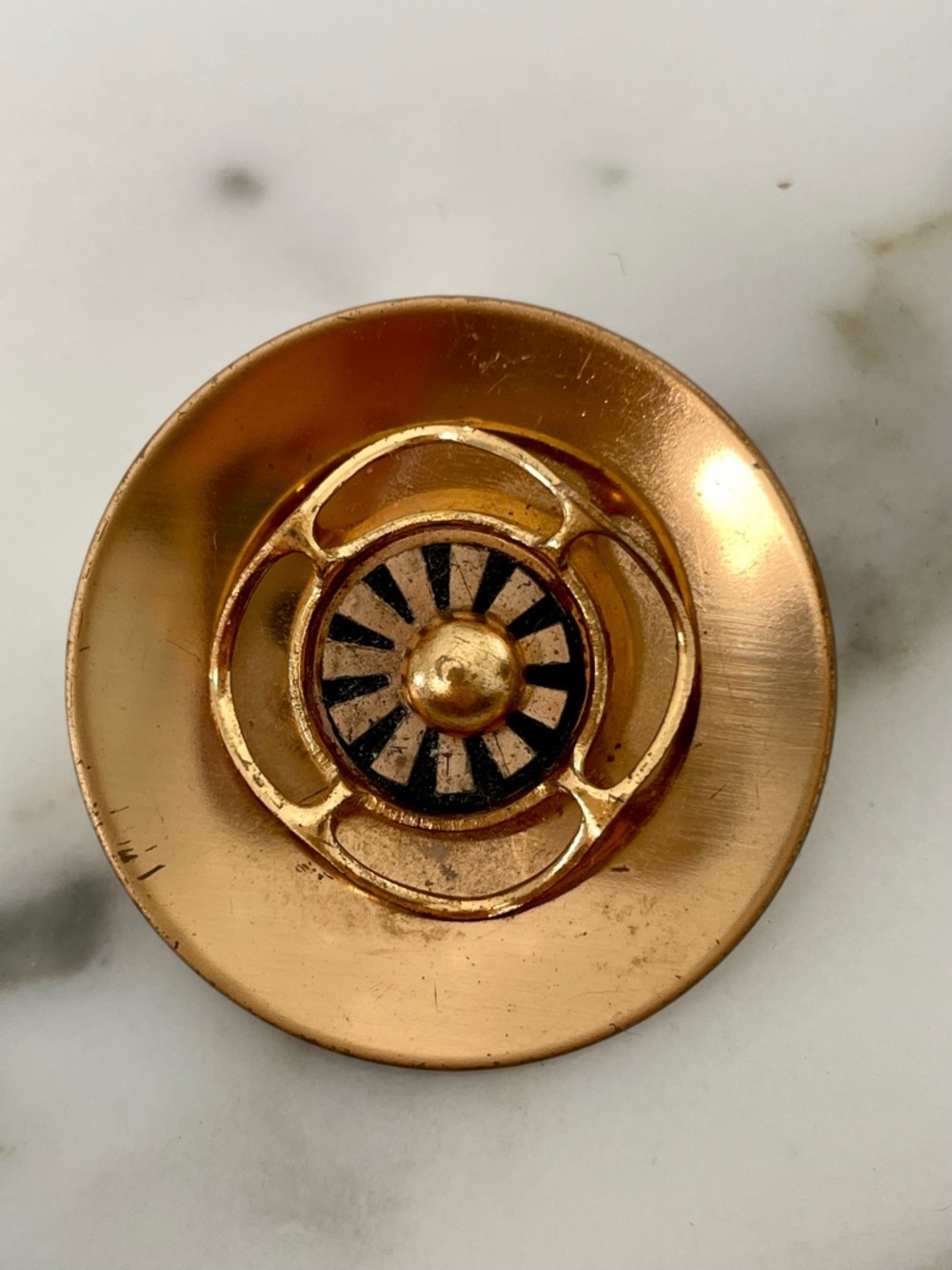 Brass Gold-tone Modernist Circular brooch